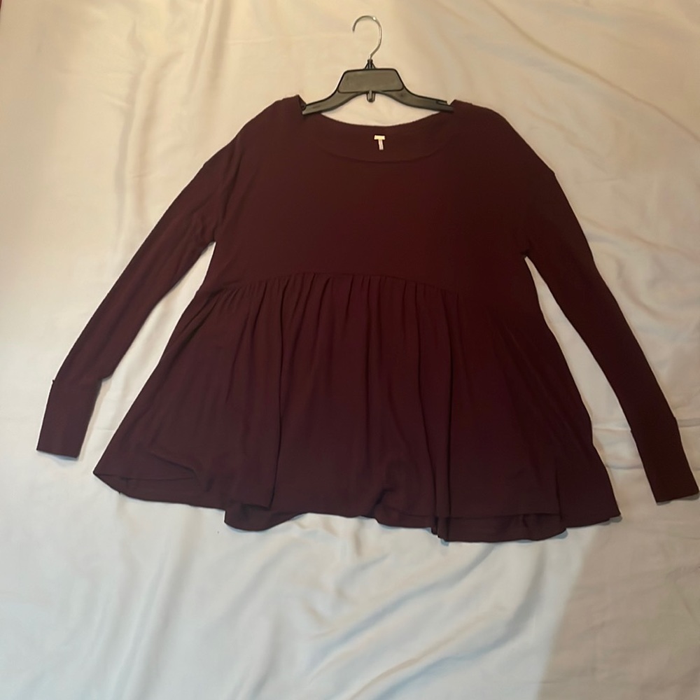 Free People Maroon “Forever Your Girl Babydoll” Top in size XS - Picture 1 of 8